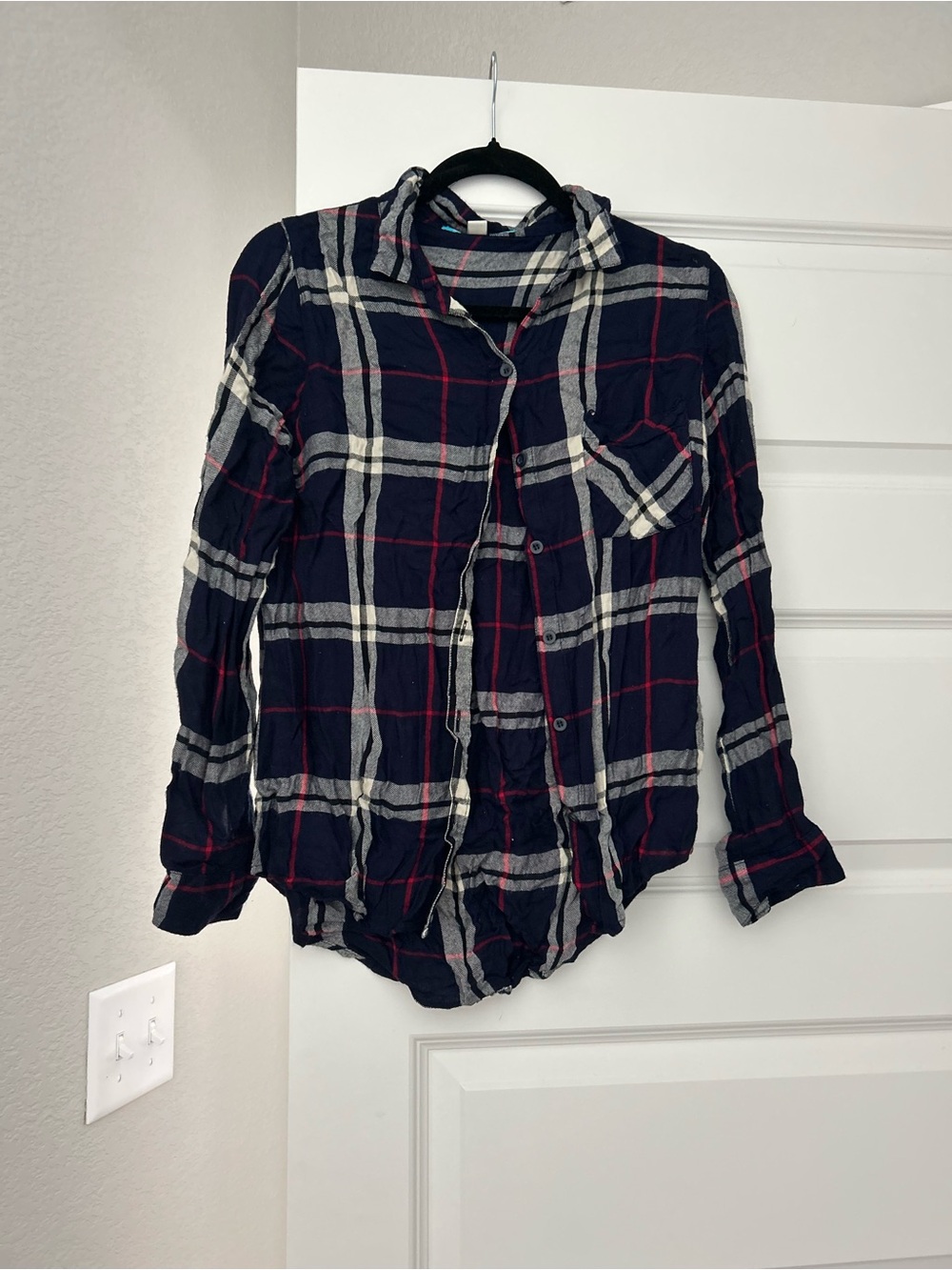 Storia Navy Plaid Shirt with Red & Cream Accents